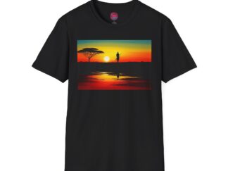 Sunset Silhouette Unisex Softstyle T-Shirt - Vibrant Nature Tee for Outdoor Lovers