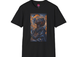 Cosmic Dreamer Unisex Softstyle T-Shirt with Starry Night Design