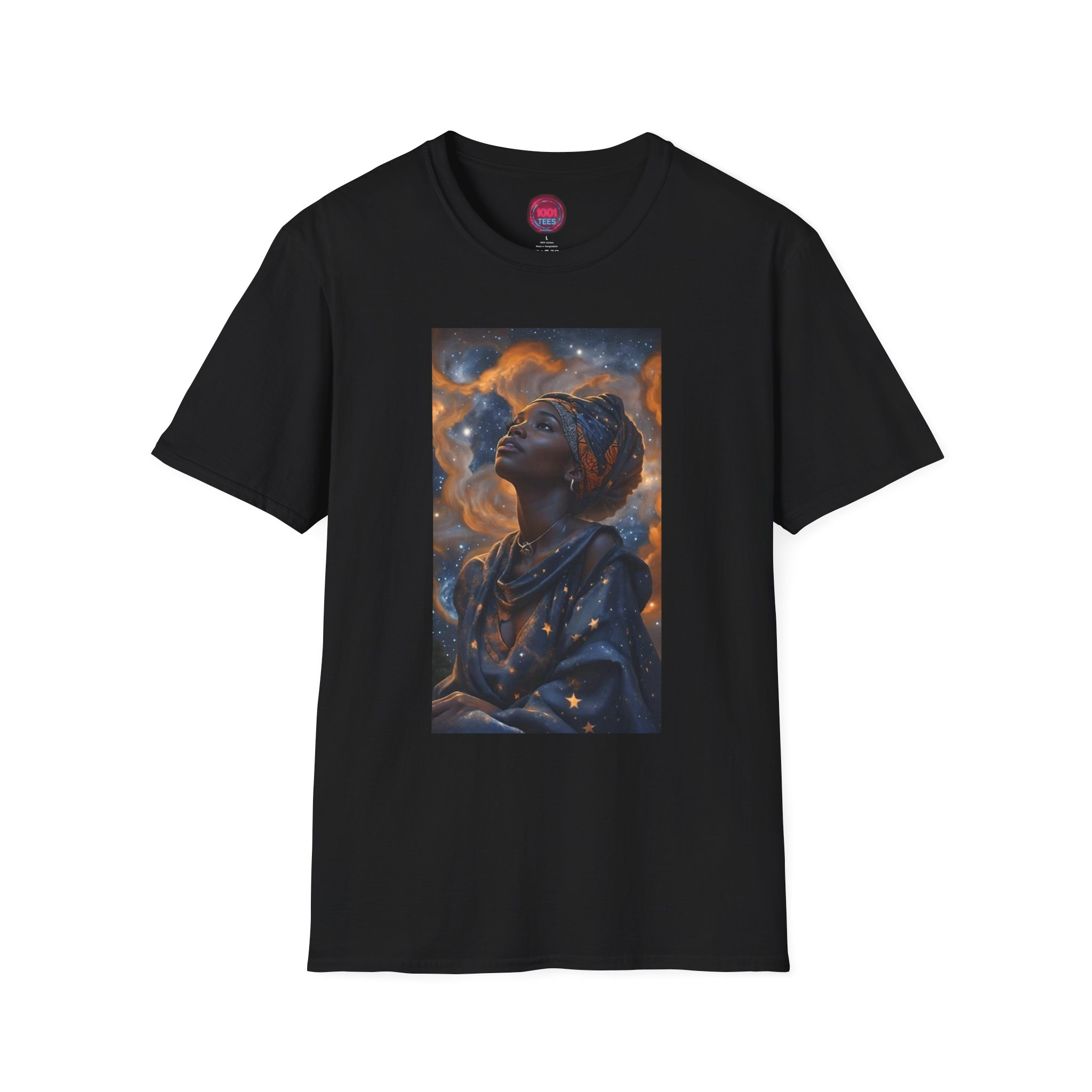 Cosmic Dreamer Unisex Softstyle T-Shirt with Starry Night Design