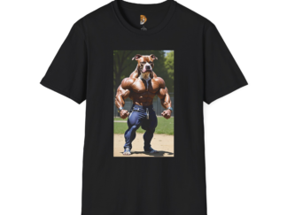 Funny Muscular Dog Unisex Softstyle T-Shirt - Perfect for Pet Lovers!
