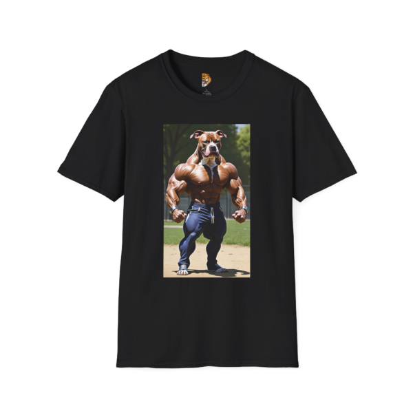 Funny Muscular Dog Unisex Softstyle T-Shirt - Perfect for Pet Lovers!