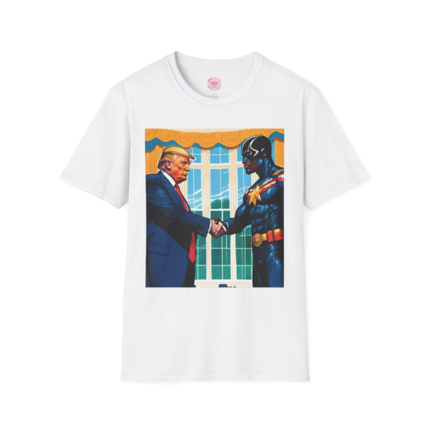 Superhero Politician T-Shirt | Unisex Softstyle Tee for Political Enthusiasts