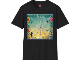 Nature-Inspired with Vibrant Spider Web Design – Black Graphic Tee
