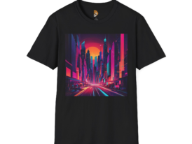 Retro Neon City – Black Graphic Tee