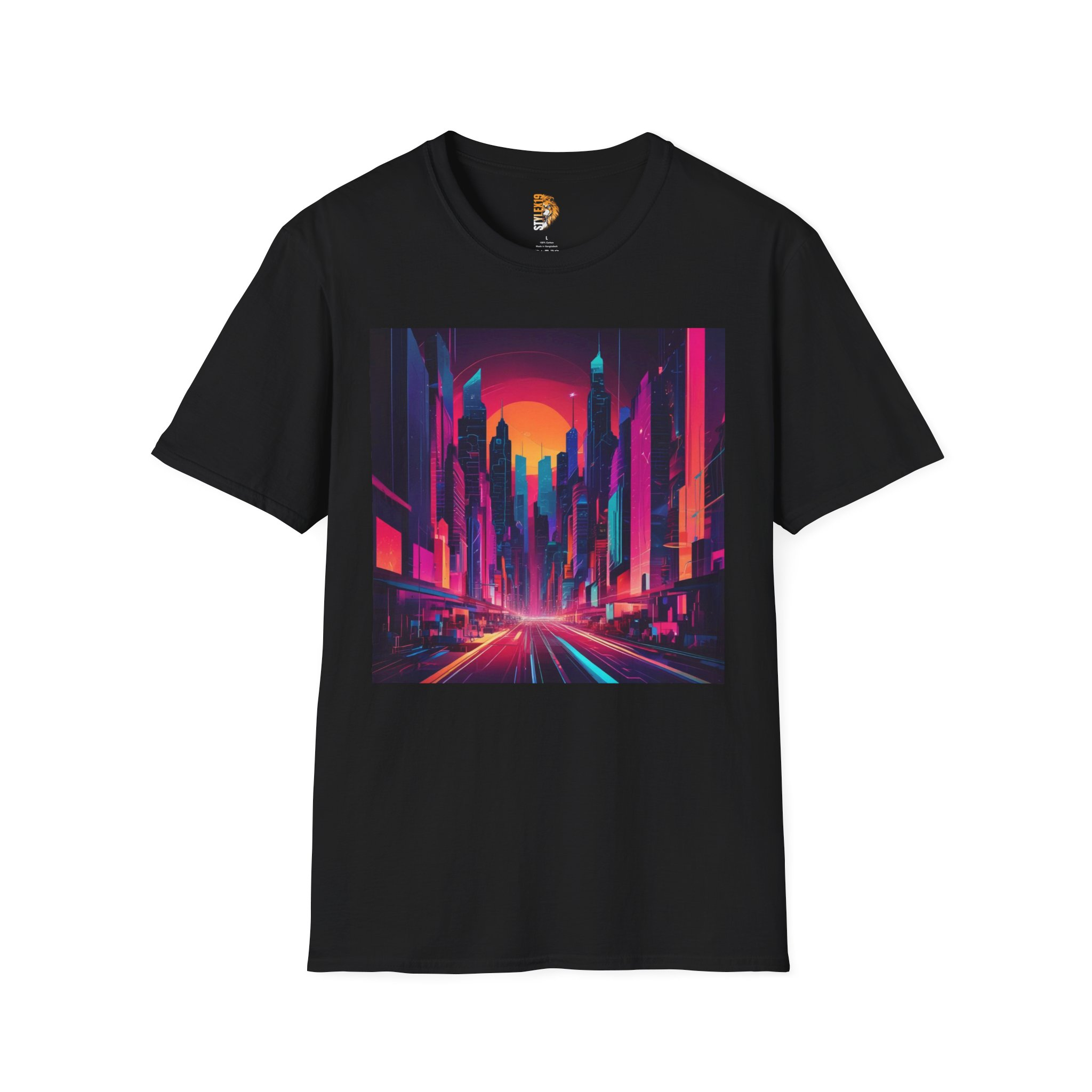 Retro Neon City Unisex Softstyle T-Shirt