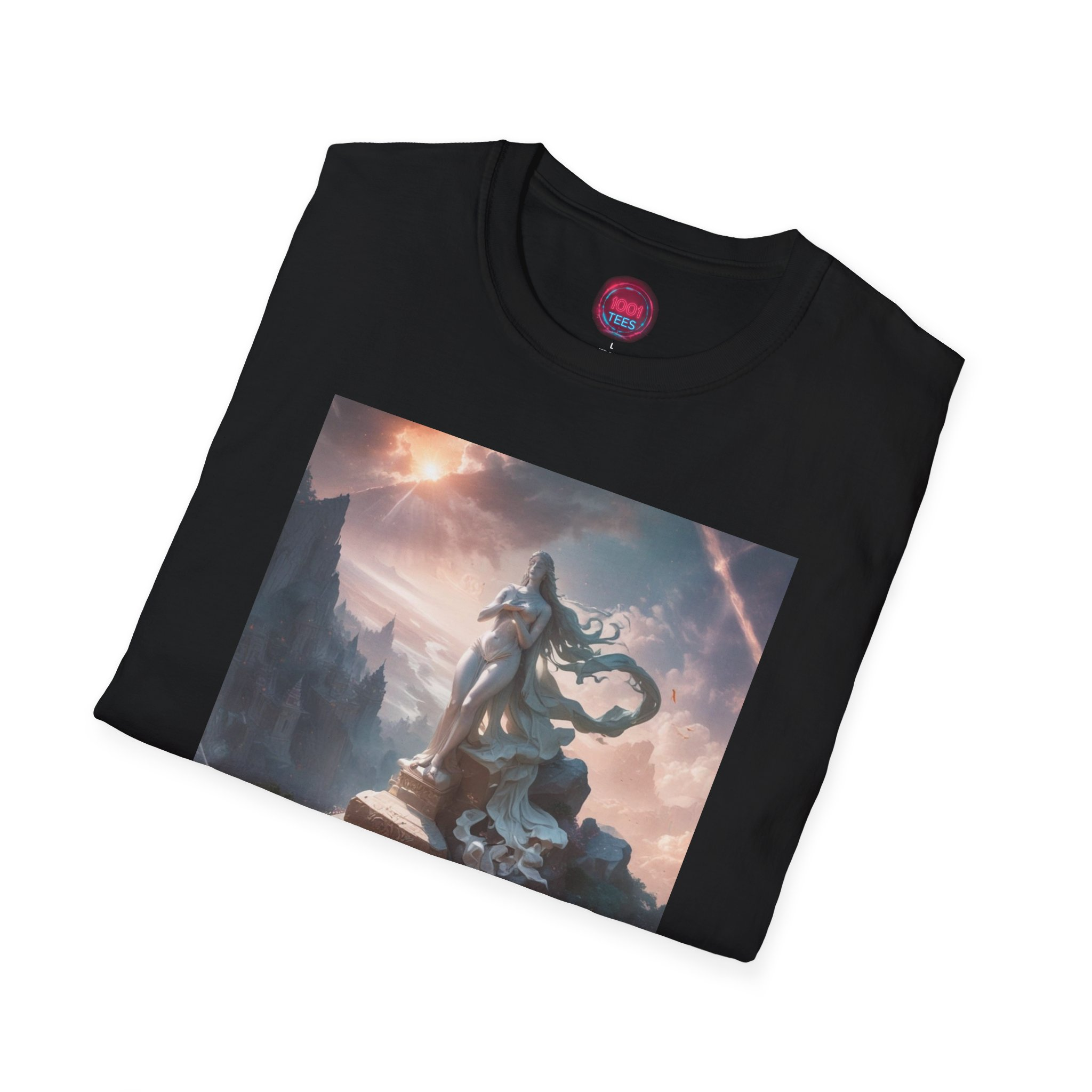 Mystical Statue Unisex Softstyle T-Shirt - Dreamy Art Design for Art Lovers - Image 4