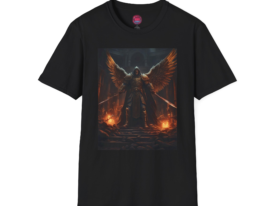 Epic Guardian Angel Fantasy for Gamers & Dreamers – Black Graphic Tee