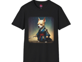 Samurai Dog Fun for Pet Lovers – Black Graphic Tee