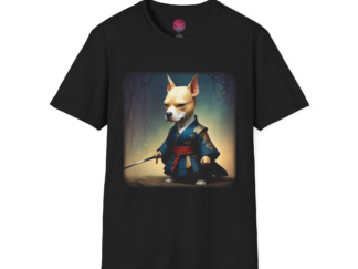 Samurai Dog Unisex Softstyle T-Shirt - Fun Graphic Tee for Pet Lovers