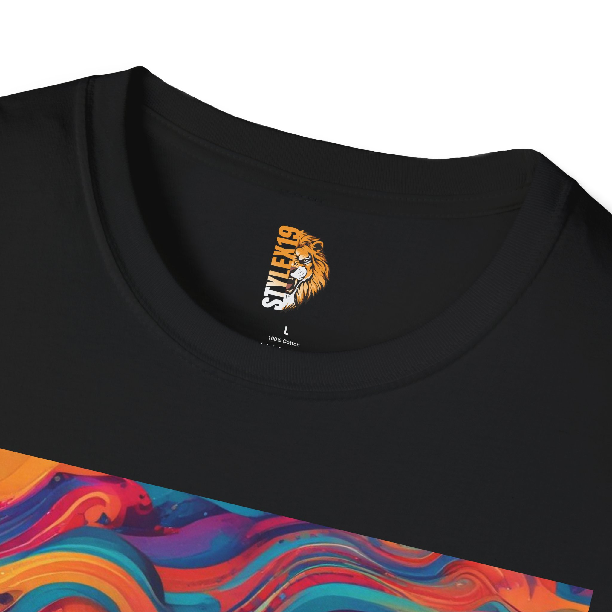 Colorful Piano Waves Unisex Softstyle T-Shirt - Perfect for Music Lovers - Image 3