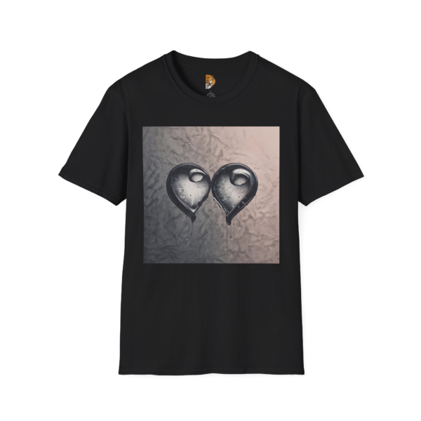 Emotional Heart Water Droplets T-Shirt - Unisex Softstyle Tee for Lovers & Nature Lovers