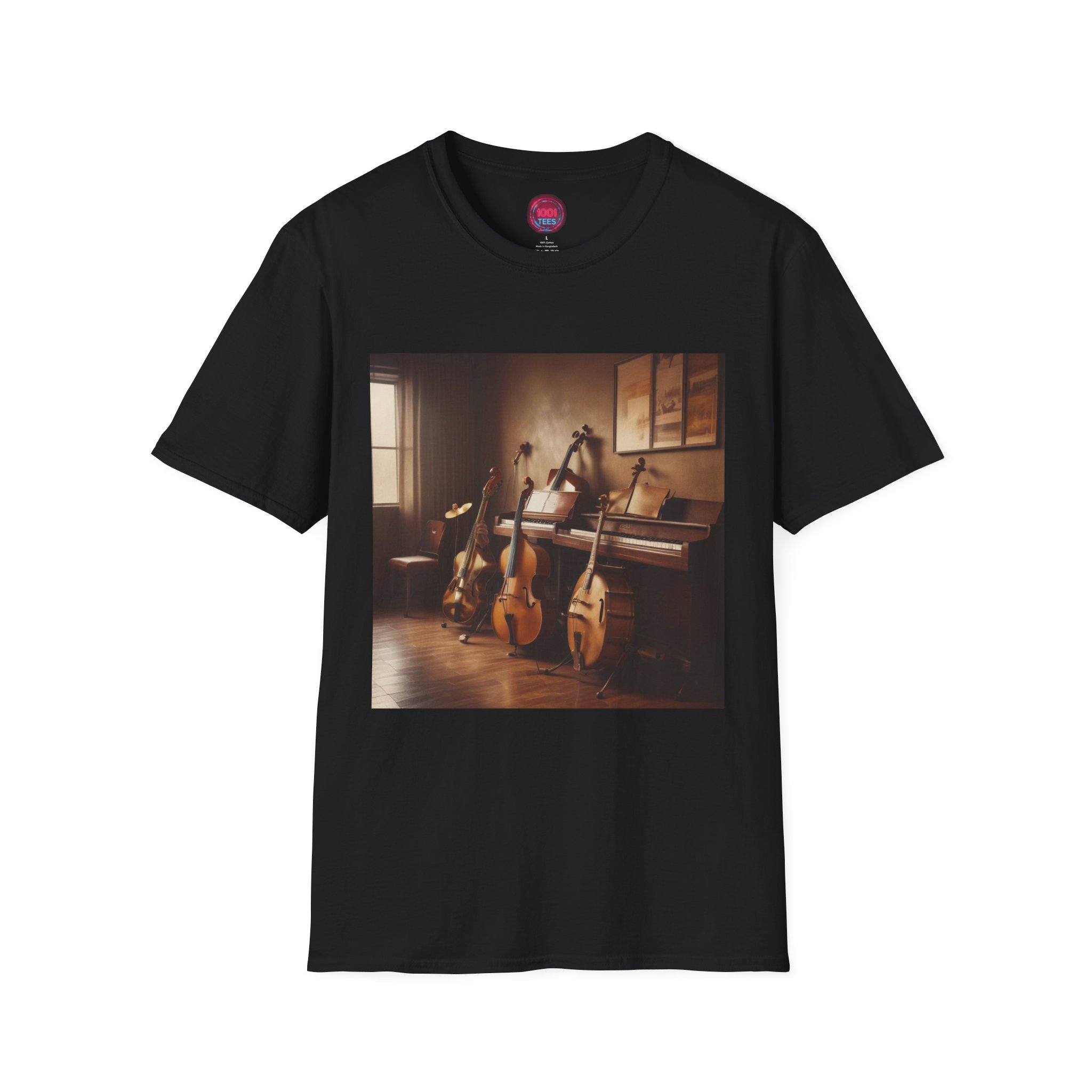 Vintage Music Room Unisex Softstyle T-Shirt - Perfect for Musicians & Music Lovers