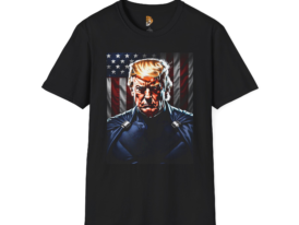 Patriotic Graphic T-Shirt with President Theme – Black Graphic Tee