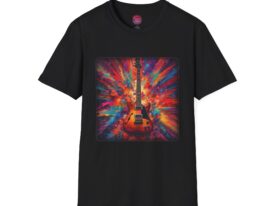 Colorful Electric Guitar T-Shirt – Black Graphic Tee