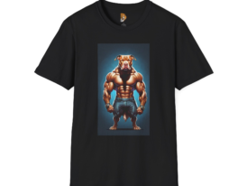 Strong Bulldog Graphic Muscle Dog Design – Black Graphic Tee