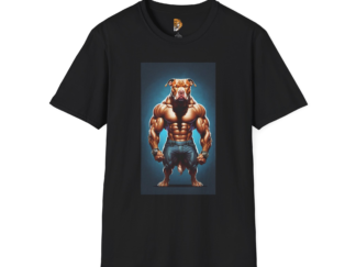 Strong Bulldog Graphic Unisex Softstyle T-Shirt - Muscle Dog Design