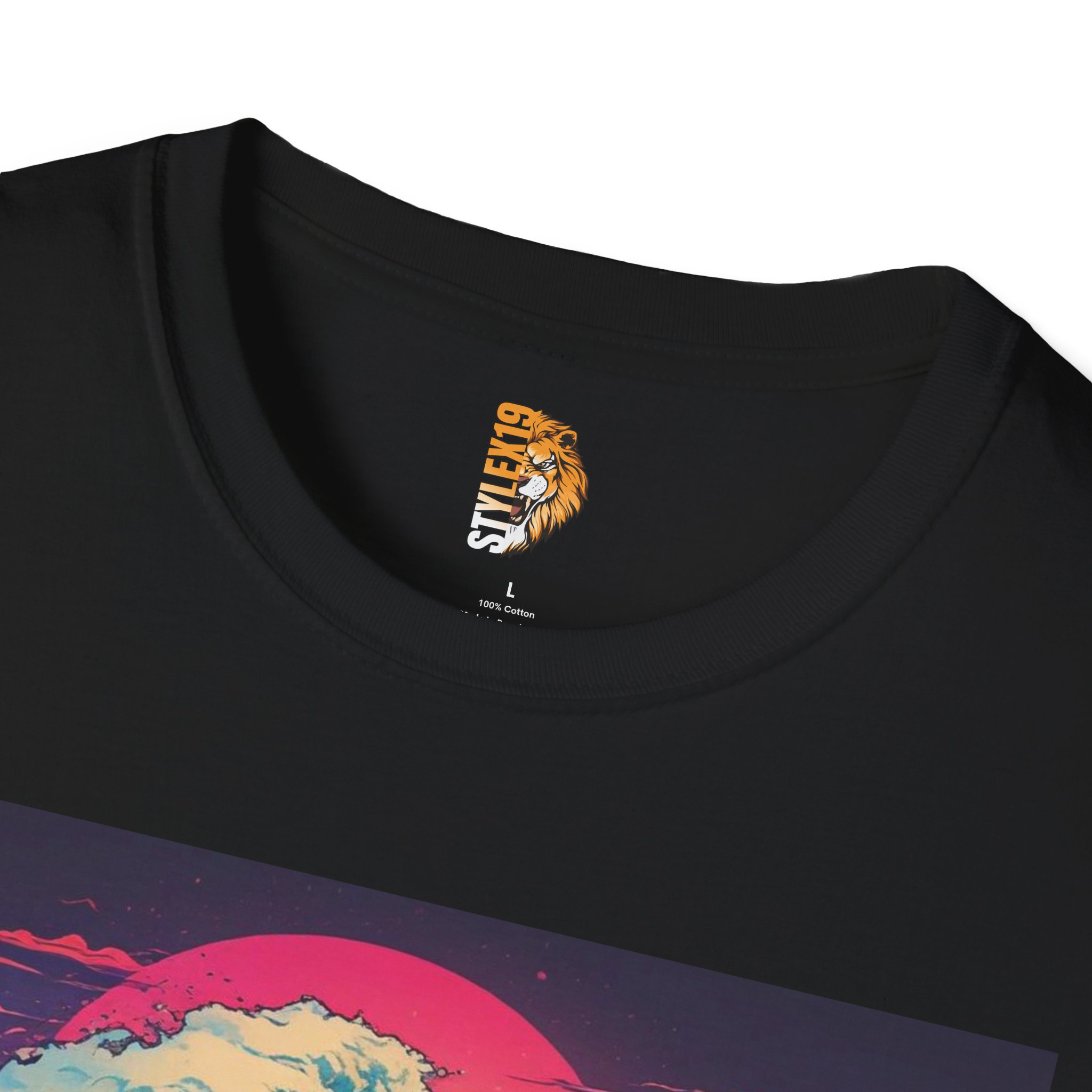 Ocean Wave Unisex Softstyle T-Shirt | Vibrant Beach Sunset Design - Image 3