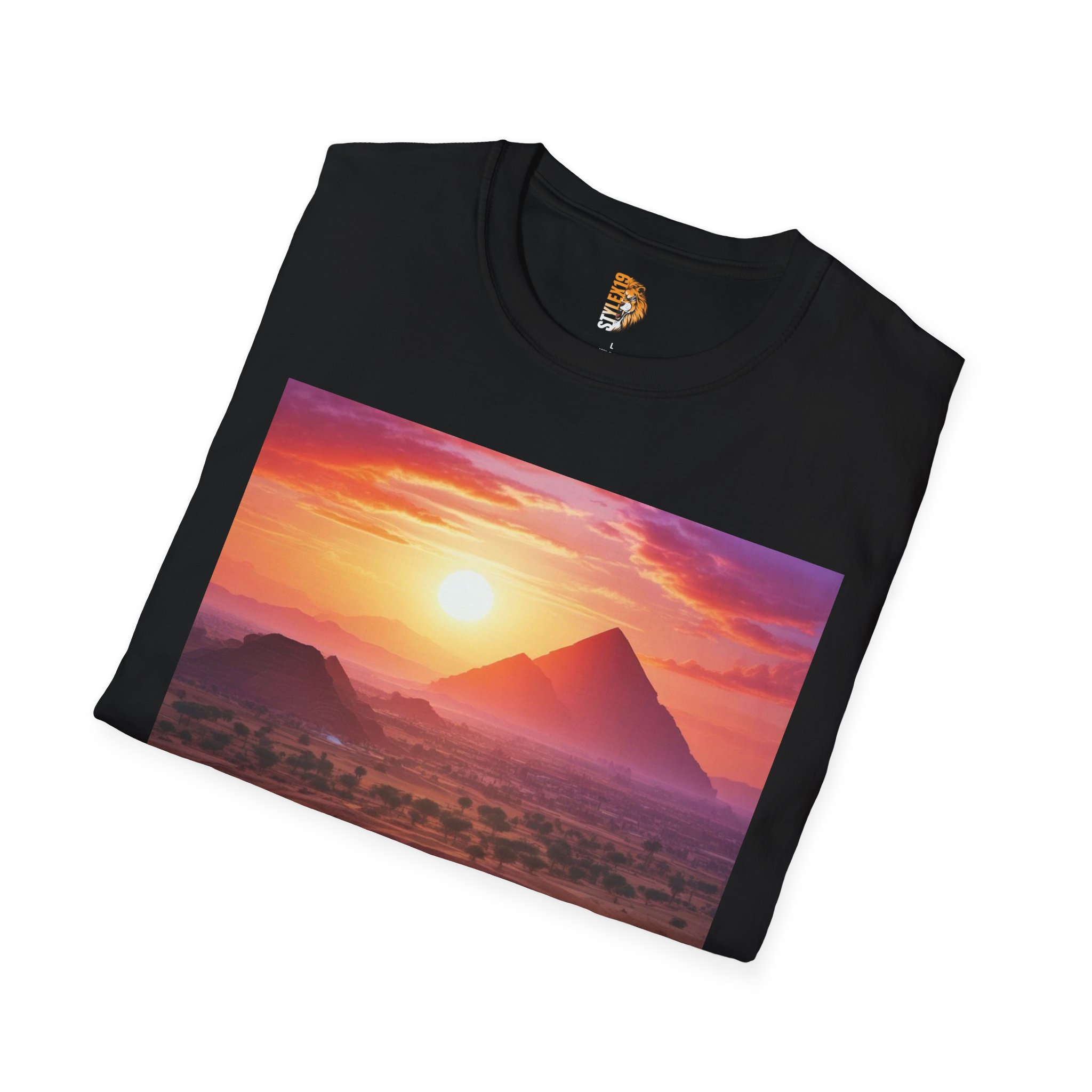Sunset Pyramid Unisex Softstyle T-Shirt - Image 4