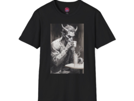 Chill Vibe with Demon Design – Black Graphic Tee