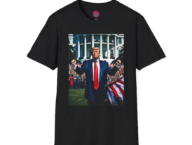 Political Statement Bold Design Featuring Iconic Moment – Black Graphic Tee