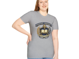 Apostate University Crest T-Shirt — Sapientia Libera Collegiate Tee – Black Graphic Tee