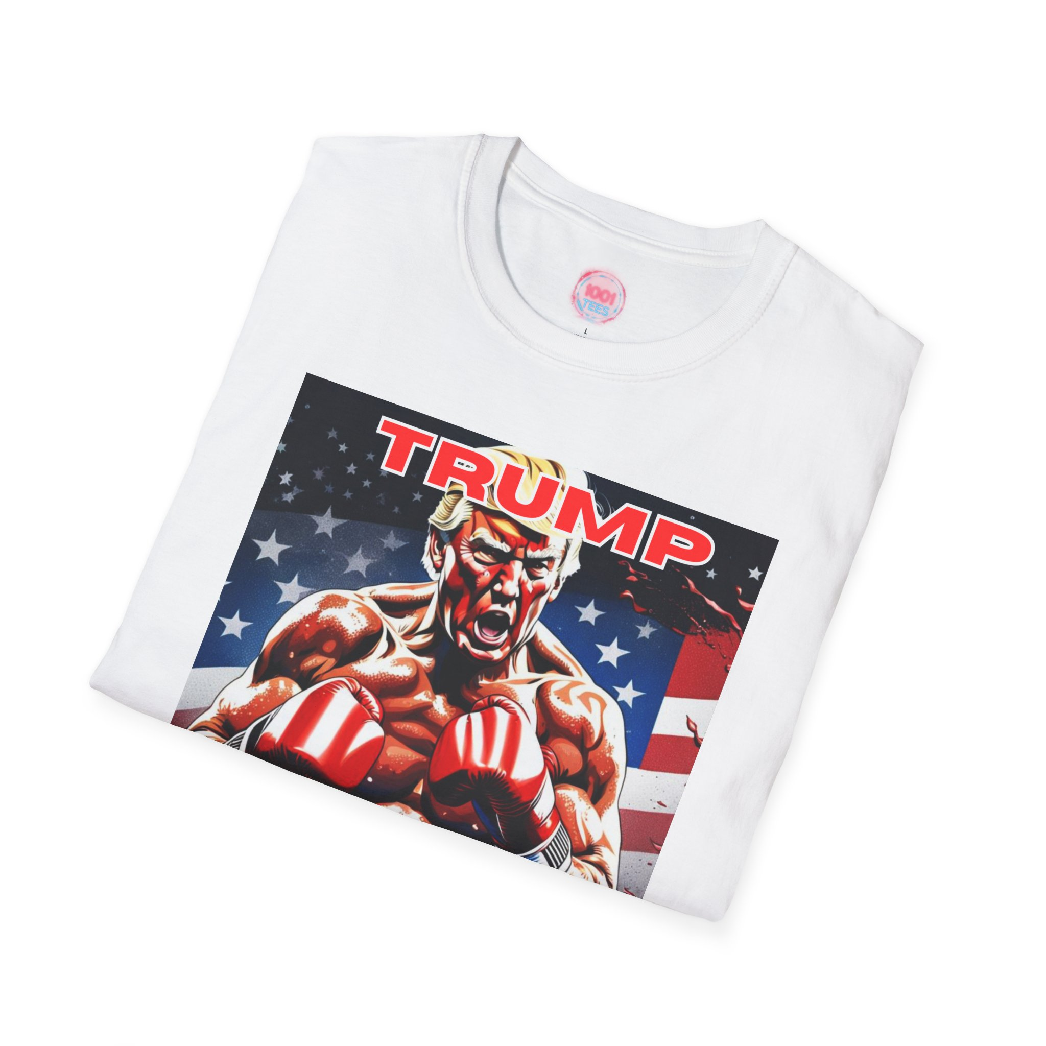 Patriotic Unisex Softstyle T-Shirt - "Trump: Fighting for America" - Image 4