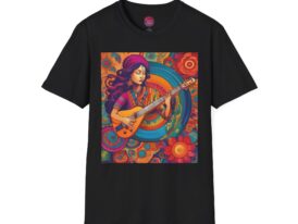 Bohemian Musician Graphic T-Shirt - Vibrant Art for Music Lovers – Black Graphic Tee