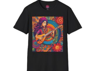 Bohemian Musician Graphic T-Shirt - Vibrant Art for Music Lovers