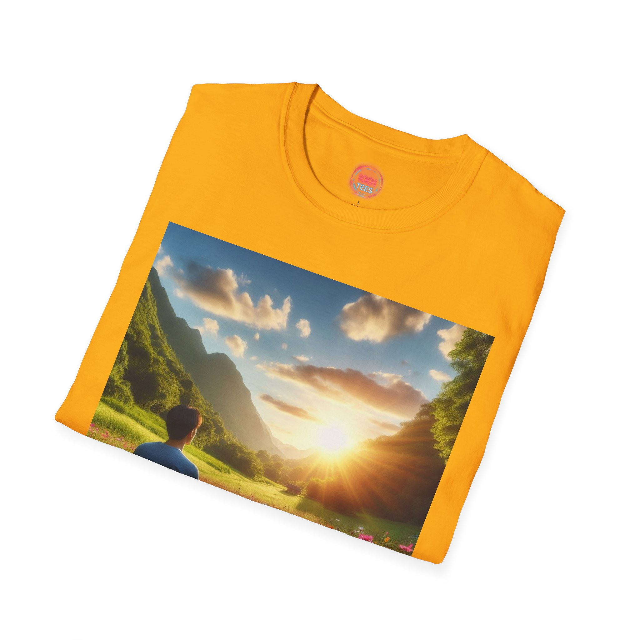 Serene Nature Unisex Softstyle T-Shirt - Relaxing Sunset Meditation Design - Image 12