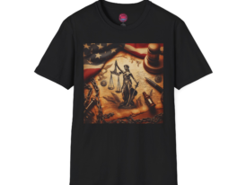 Justice Themed Vintage Lady Justice Design – Black Graphic Tee