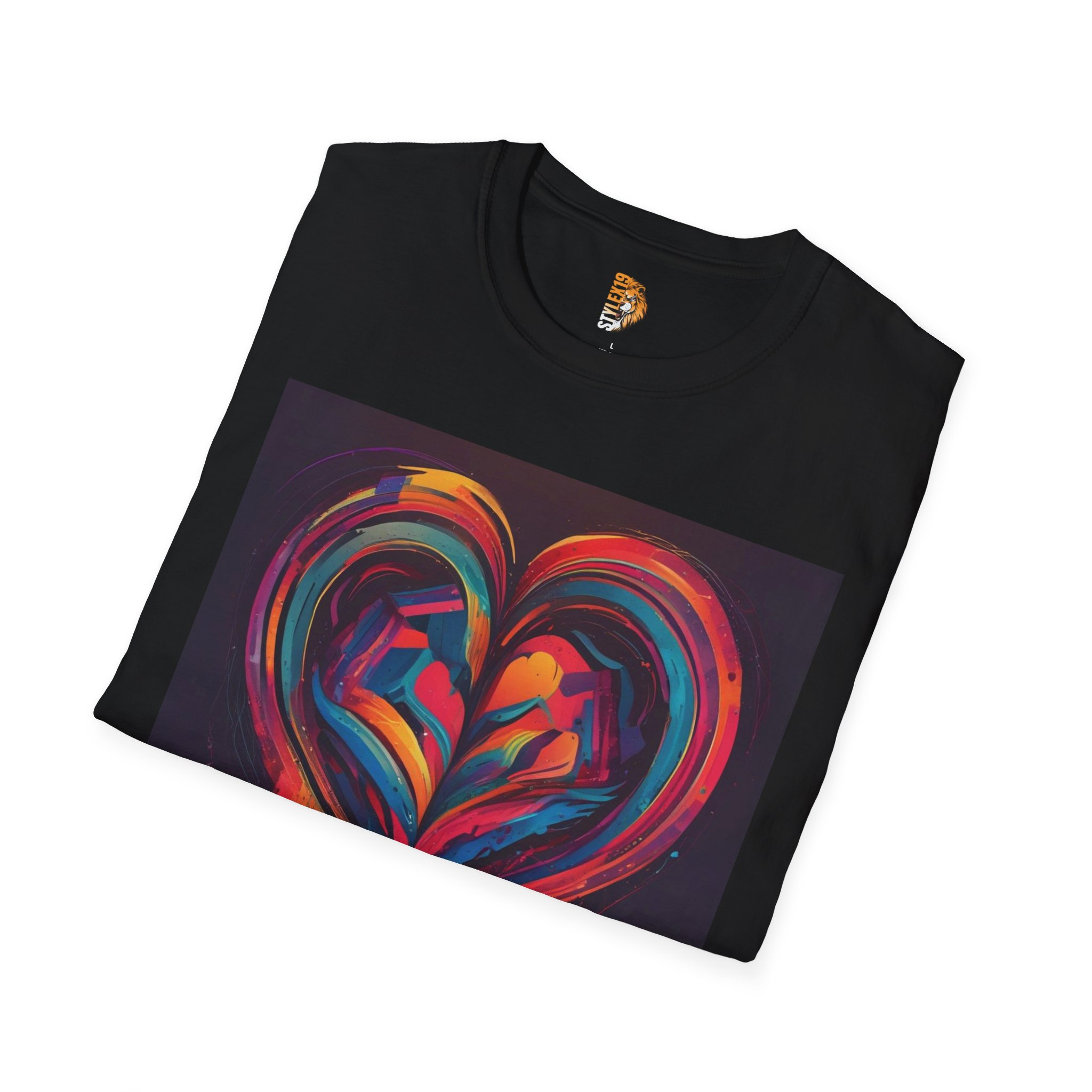 Heartfelt Art Unisex Softstyle T-Shirt - Vibrant Love Design - Image 4