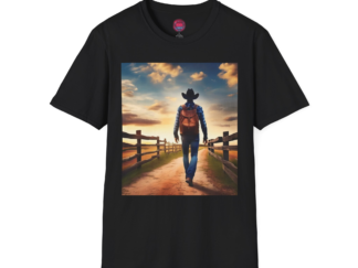 Adventure Awaits Cowboy T-Shirt - Unisex Softstyle Tee for Outdoors Enthusiasts