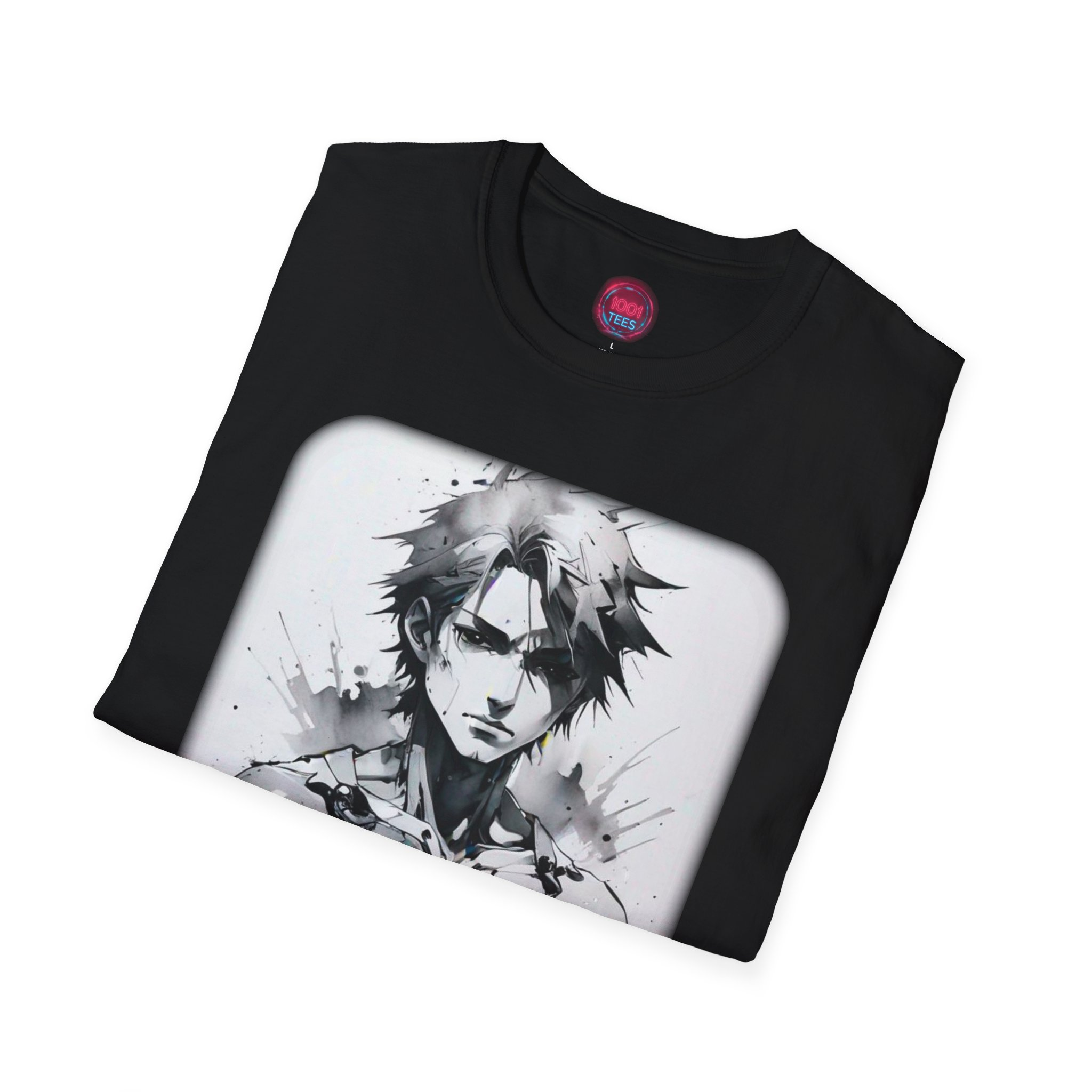 Artistic Unisex Softstyle T-Shirt - Anime Character Design - Image 4