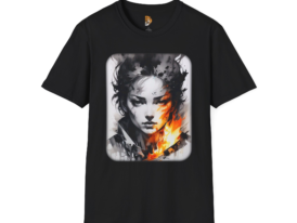 Artistic Flame Portrait Unique Design for Creative Souls – Black Graphic Tee