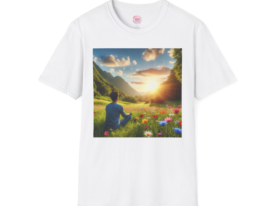 Serene Nature Relaxing Sunset Meditation Design – Black Graphic Tee