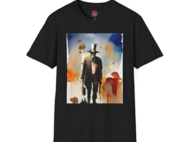 Artistic Vintage Gentleman Colorful Watercolor Design – Black Graphic Tee