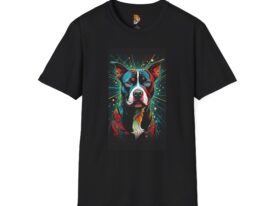Vibrant Pitbull Art – Black Graphic Tee