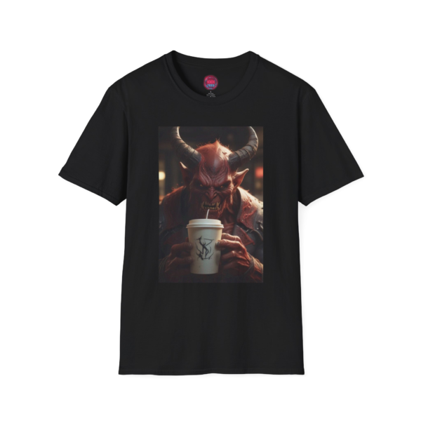 Unisex T-Shirt - 'Demon Drinking Coffee' Graphic Tee for Fantasy Fans