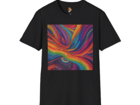 Vibrant Swirl Colorful Art Tee for Casual Wear – Black Graphic Tee