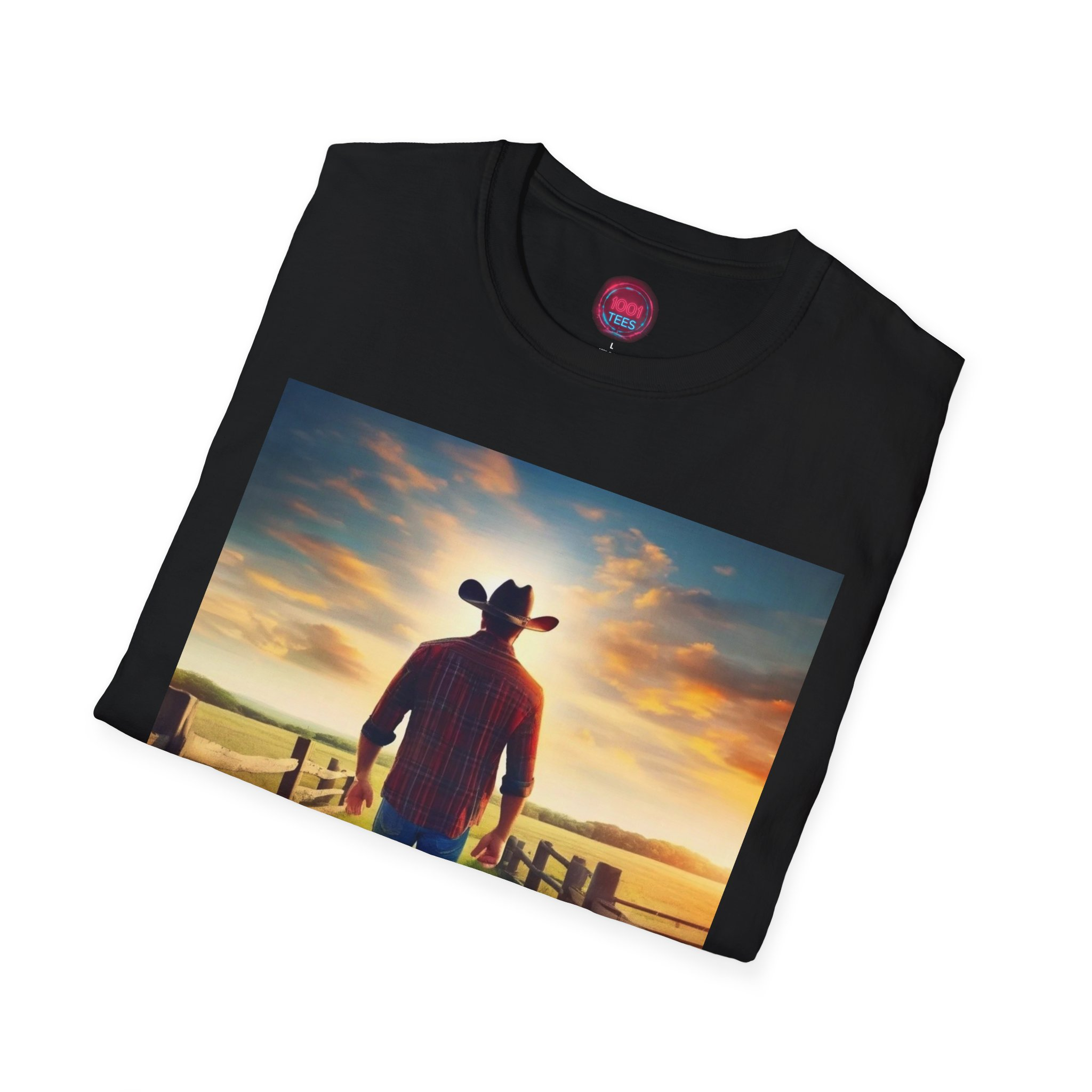 Cowboy Sunset Unisex Softstyle T-Shirt | Casual Outdoors Wear - Image 4