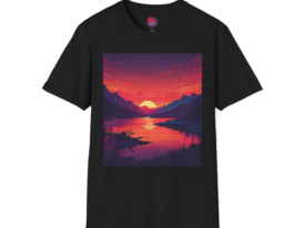 Sunset Reflection Graphic T-Shirt for Nature Lovers – Black Graphic Tee