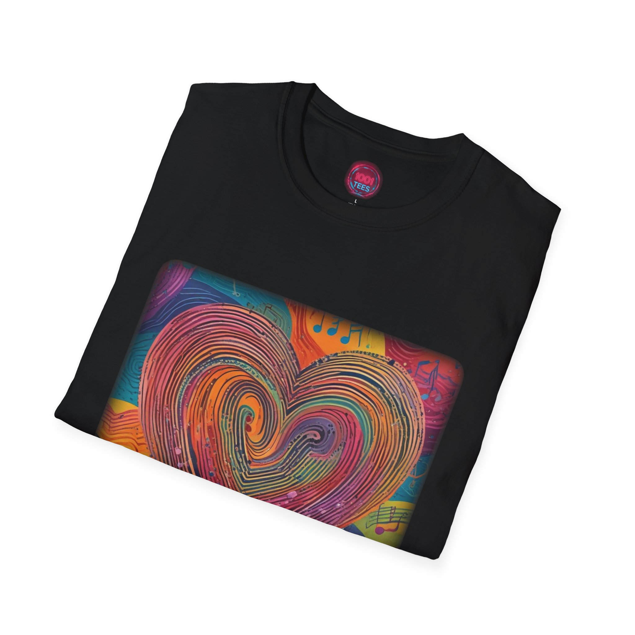 Colorful Heart Design Unisex Softstyle T-Shirt - Perfect for Love and Music Enthusiasts - Image 4