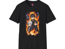 Anime Fire Character – Black Graphic Tee