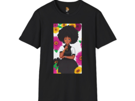Floral Afro Art Celebrate Diversity & Self-Expression – Black Graphic Tee