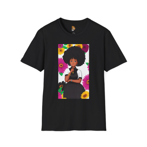Floral Afro Art Unisex Softstyle T-Shirt - Celebrate Diversity & Self-Expression