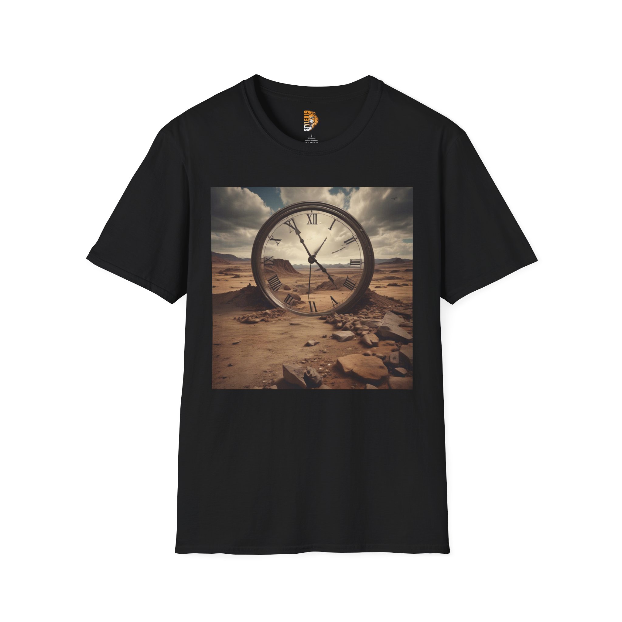 Dreamy Time Traveler Unisex Softstyle T-Shirt - Unique Clock Design