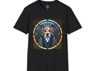 Stylish Dog Lover T-Shirt - Stained Glass Design