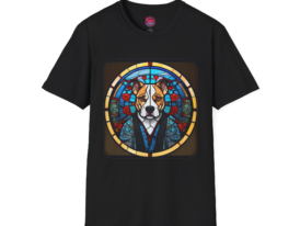 Stylish Dog Lover T-Shirt - Stained Glass Design – Black Graphic Tee