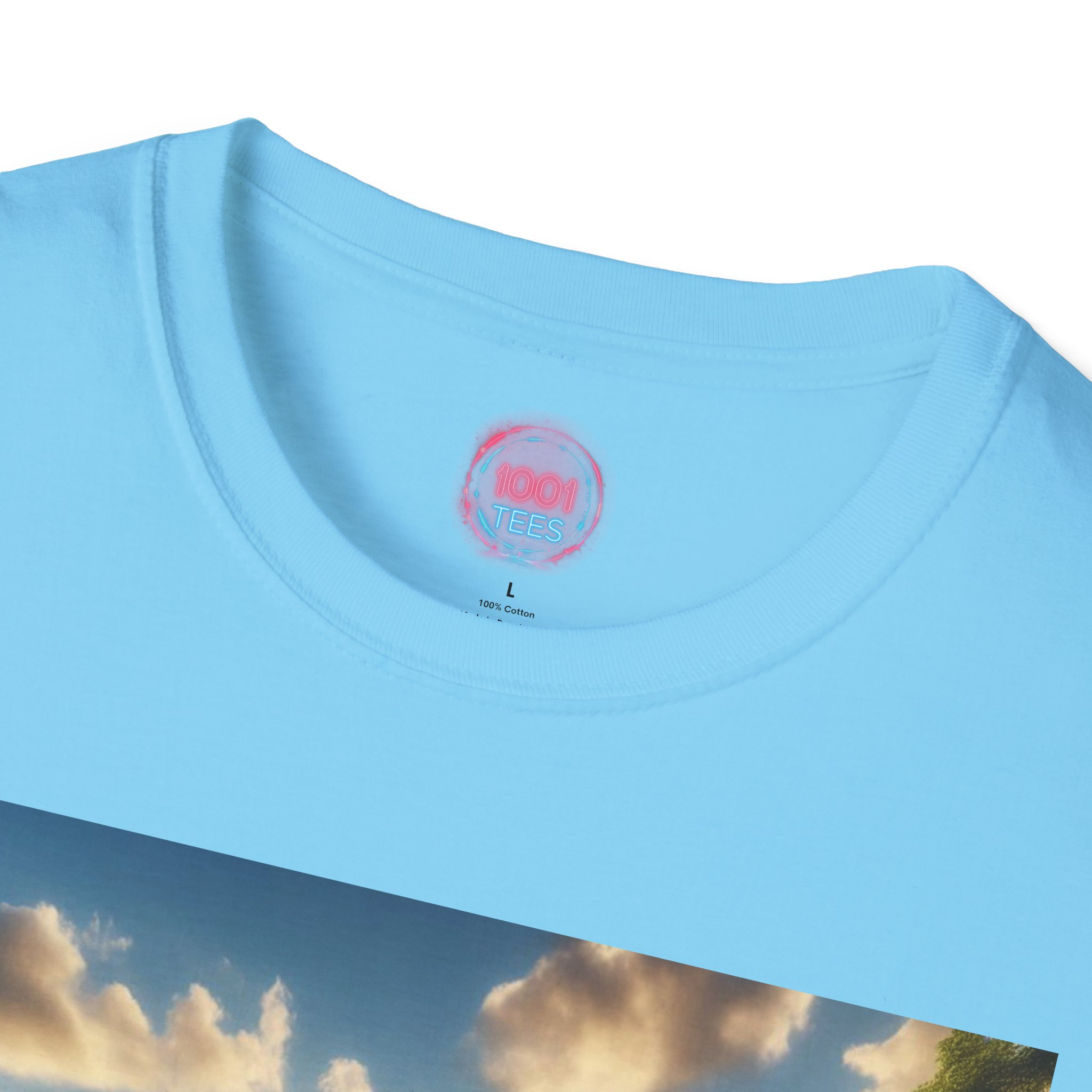 Serene Nature Unisex Softstyle T-Shirt - Relaxing Sunset Meditation Design - Image 15