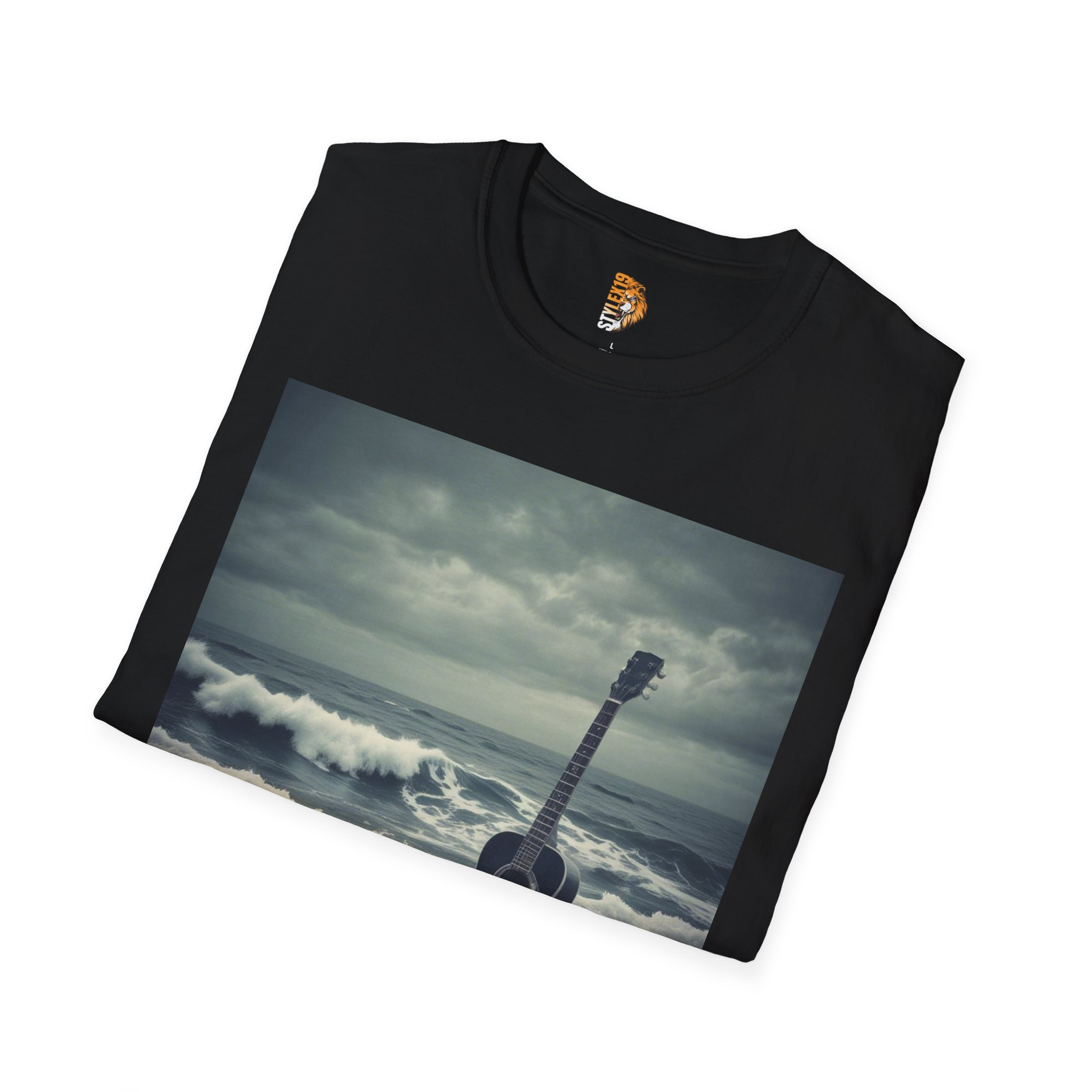 Sunset Waves Guitar Unisex Softstyle T-Shirt - Perfect for Music Lovers & Beach Vibes - Image 4